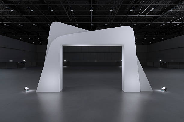 istock Empty archway for mockup and Corporate identity,Display design.Empty booth Design.Retail booth elements in Exhibition hall.booth Design trade show.Blank Booth system of Graphic Resources.3d Background for online Event,conference,live.3d render. 2229388749