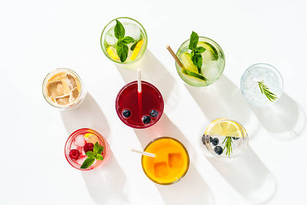 istock Summer drinks, colored cocktails on white background. 2229390327