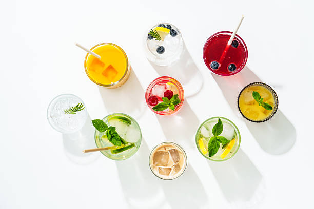istock Summer drinks, colored cocktails on white background. 2229390376