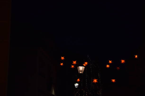 German old town with Christmas star lights