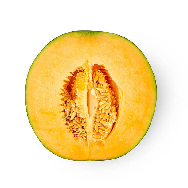 istock Half Cantaloupe Melon isolated on white background with clipping path, full depth of field 2229406170