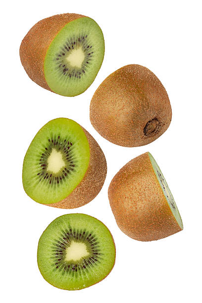 istock Falling Kiwi isolated on white background with clipping path, full depth of field 2229407091