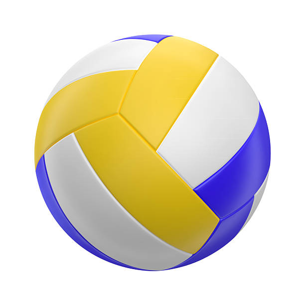 istock 3d volleyball ball icon. Ball white blue yellow. 2229409452