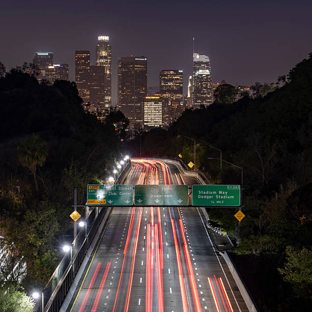 istock Downtown Los Angeles at Night with Freeway Lights 2229428996