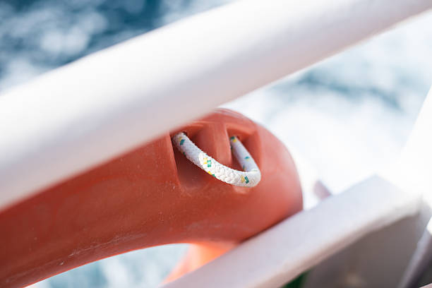 Lifebuoy on the boat. Selective focus.