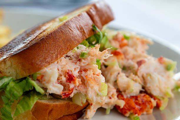 istock Gourmet Lobster Roll with Crisp Fries on White Plate 2229433541