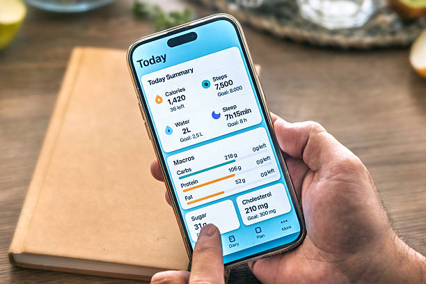 istock Man tracks health data during Healthy lifestyle 2229435600