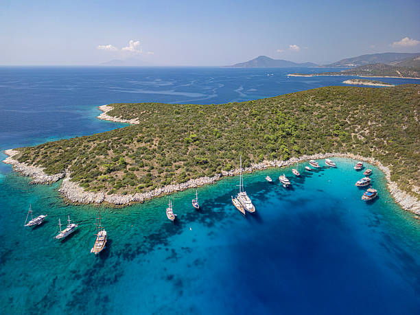 istock Blue bays and boats in Mediterranean 2229436005