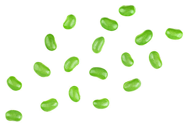 istock Green soybeans isolated on a white background, top view. Edamame beans. 2229436517