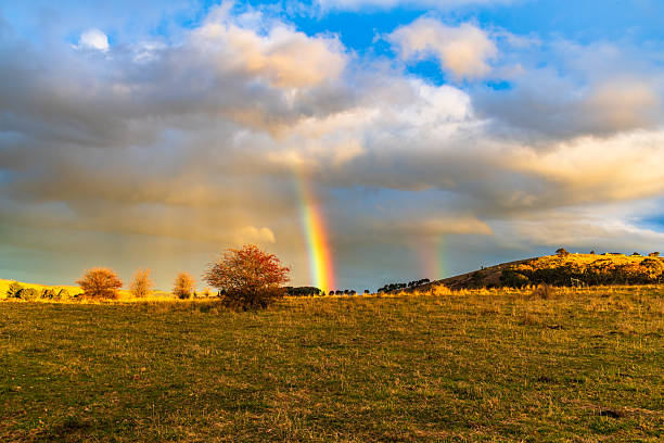 Rainbow over the countryside at Blayney in the Central West of NSW, Australia.