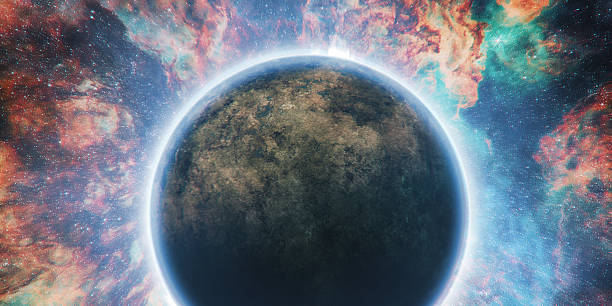Earth like exo planet with liquid water. This is entirely 3D generated image without a single photo pixel from any of the available photo sources from space agencies.