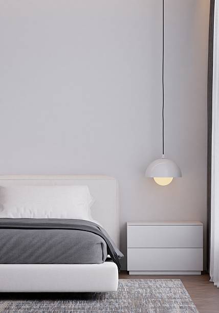 istock Modern Minimalist Bedroom Interior with Neutral Colors and Frame Poster Mockup 2229462382