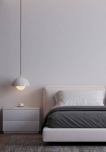 istock Modern Minimalist Bedroom Interior with Neutral Colors and Frame Poster Mockup 2229462391