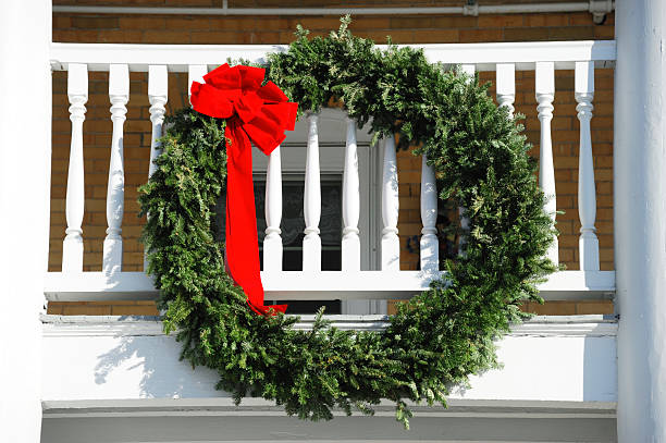 istock Christmas wreath on the fence 2229471414