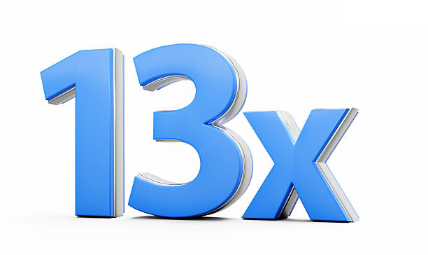 istock Blue 13x Thirteen x Or 13 Times For Advertising And Dynamic Sales Presentations 3D Illustration 2229493858