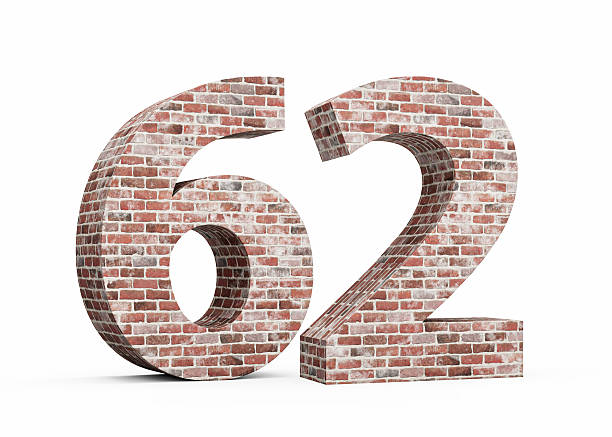 istock Number Sixty Two 62 Digit Made Of Old Grunge Texture Wall Of Bricks 3D Illustration 2229493859