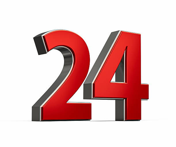 istock Bold Vibrant Red Number Twenty four Number 24 With Sleek Metallic White Background 3D Illustration 2229494044