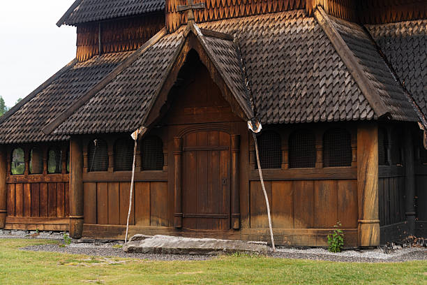 Beautiful and large stave church in Heddal, Norway. Built around 1200 it is the largest in the whole country