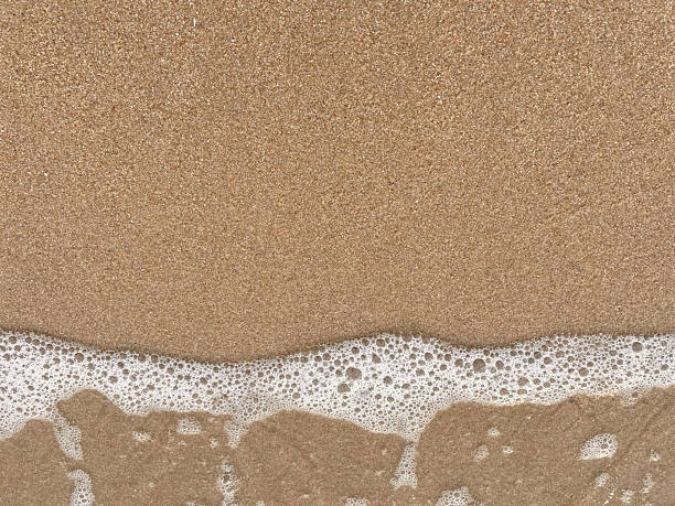 istock Close-up of white foamy waves on a sandy beach 2229504283