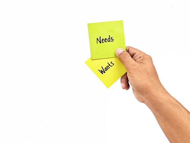 istock Man hand holding note paper with word needs vs want on white background 2229505102