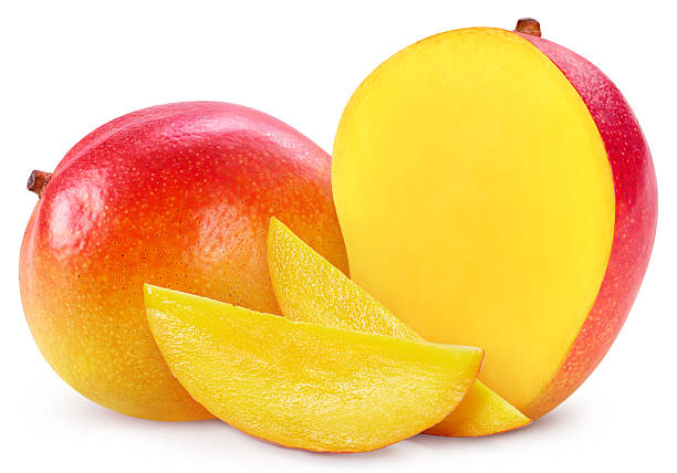 istock Fresh organic mango with leaves isolated on white background 2229507745