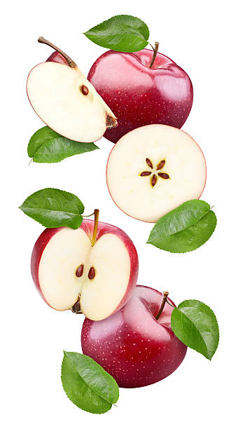 istock Red apple with leaves isolated 2229508030