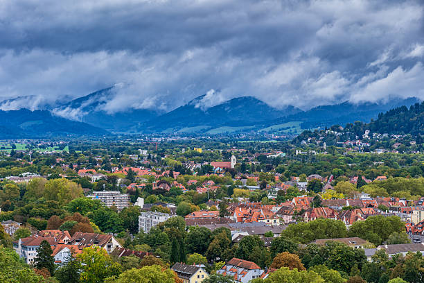 Freiburg, Germany, June 11 2022: City of Freiburg im Breisgau historic architecture view, Baden-Württemberg region of Germany. Main square marketplace view. Famous spot for people gathering.