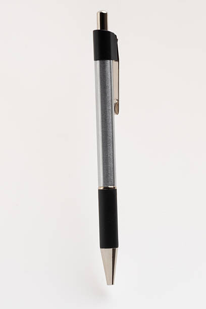 The pen features a polished silver clip and a pointed tip, suggesting readiness for writing