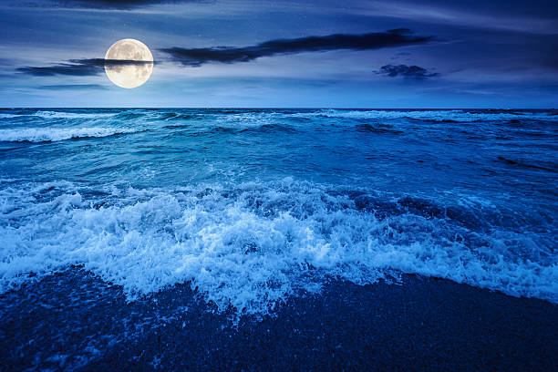 istock sea tide before storm at night 2229532401