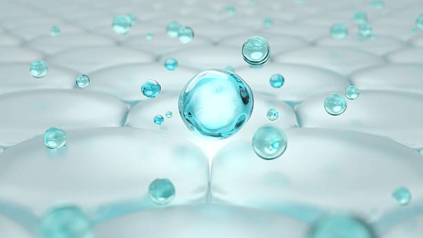 istock Micro hyaluronic acid drop glowing on skin cells 3D illustration 2229534287