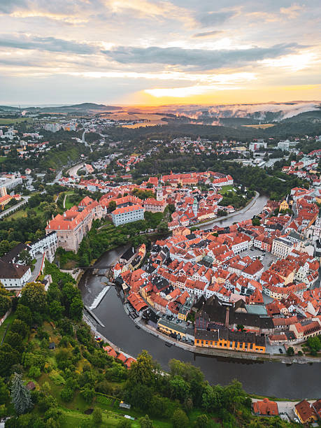 istock Sunrise illuminates Cesky Krumlov's vibrant rooftops 2229537503