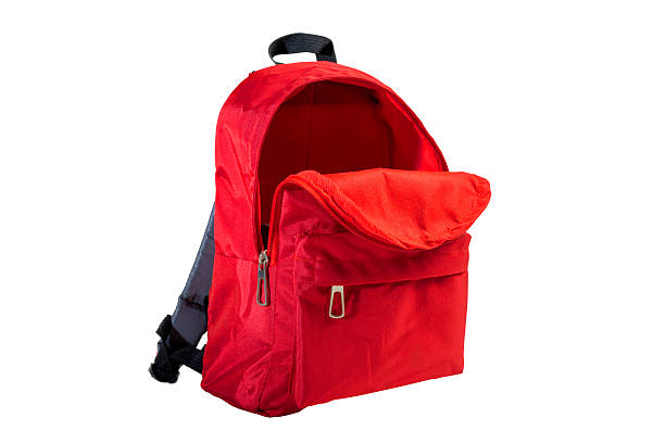 istock Red backpack open isolated over a white background. Copy space. Concept of Back to School 2229549066
