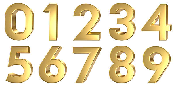 set of 3d gold number