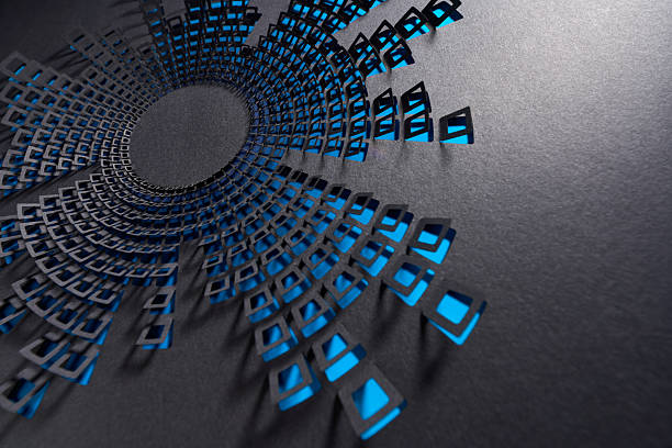 istock Spiral Square Paper Cutout Design with Black and Blue Layered Depth 2229551302