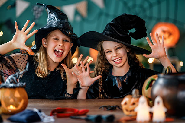 istock Two girls are celebrating Halloween 2229551599