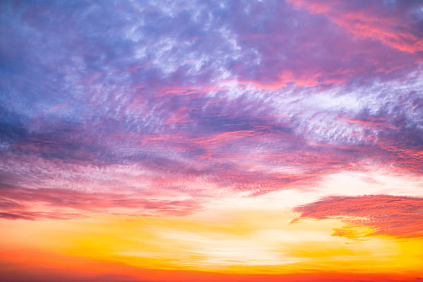 istock Beautiful , luxury soft gradient orange gold clouds and sunlight on the blue sky perfect for the background, take in evening,Twilight, Large size, high definition landscape photo 2229551654