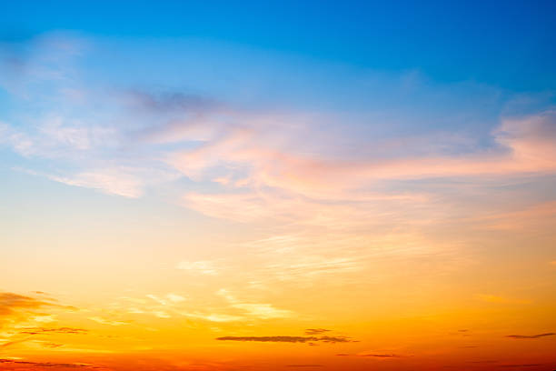 istock Beautiful , luxury soft gradient orange gold clouds and sunlight on the blue sky perfect for the background, take in evening,Twilight, Large size, high definition landscape photo 2229551790