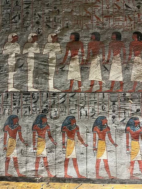 Detailed view of ancient Egyptian hieroglyphs carved into stone walls. The intricate symbols and sacred inscriptions reflect the artistry and spiritual depth of one of the world’s greatest civilizations. These historic carvings represent language, culture, and religion preserved for thousands of years in Egypt.