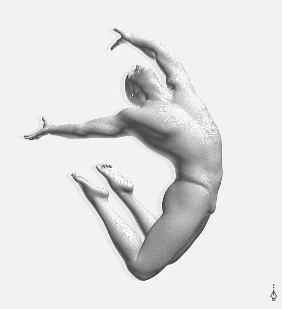 istock An athlete in a jump. Human body formed from stipple dots. 3D vector illustration. Gymnastics activities for icon health and fitness community. 3d vector illustration for presentation, poster, cover. 2229568838
