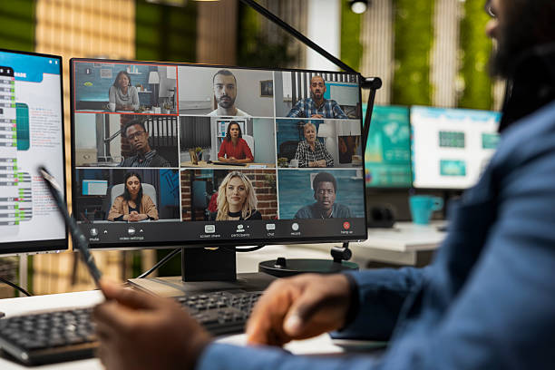 istock Black CEO meeting on online video conference chat to discuss project briefing 2229569881