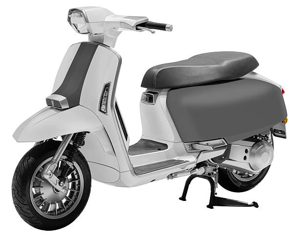 istock White and gray retro scooter isolated on white background with clipping path 2229574150