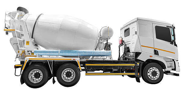 istock Side view white cement mixer truck isolated on white background with clipping path 2229574822
