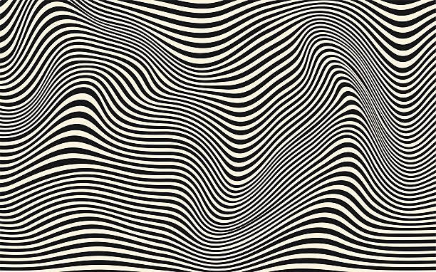 Black and white wave line abstract background design. Pattern with optical illusion. Abstract wave water surface background