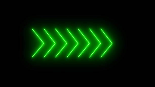 istock Neon Right arrow icon illustration. neon glowing direction arrow icon. 2229583737