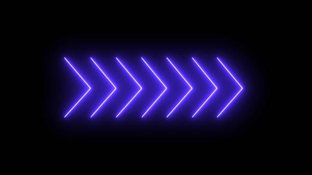 istock pink neon single-line directional right arrow icon on black background. neon glowing direction arrow icon. 2229583772