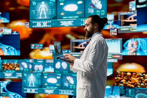 Medical specialist reviewing digital diagnostics and electronic records