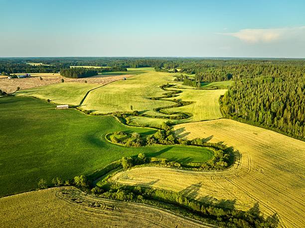 istock Lush Green Landscape with Winding River 2229587573