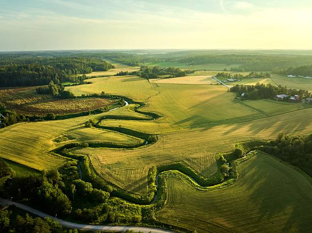 istock Scenic rural landscape with winding river. 2229587585