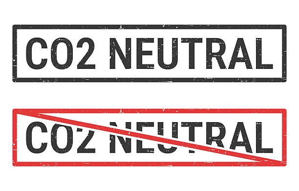 CO2 Neutral. Rubber stamps for your own design, isolated on a blank background. The first stamp is in black ink. The second stamp is in red ink with the text in black. The text is crossed out with a red line, it is an exclusion or prohibition stamp. The rubber stamps have a slight grunge texture. Vector Illustration (EPS file, well layered and grouped). Easy to edit, manipulate, resize or colorize. Vector and Jpeg file of different sizes.