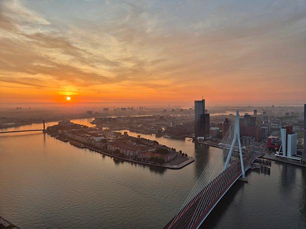 istock Downtown Rotterdam skyline over river Meuse seen from high angle 2229592280